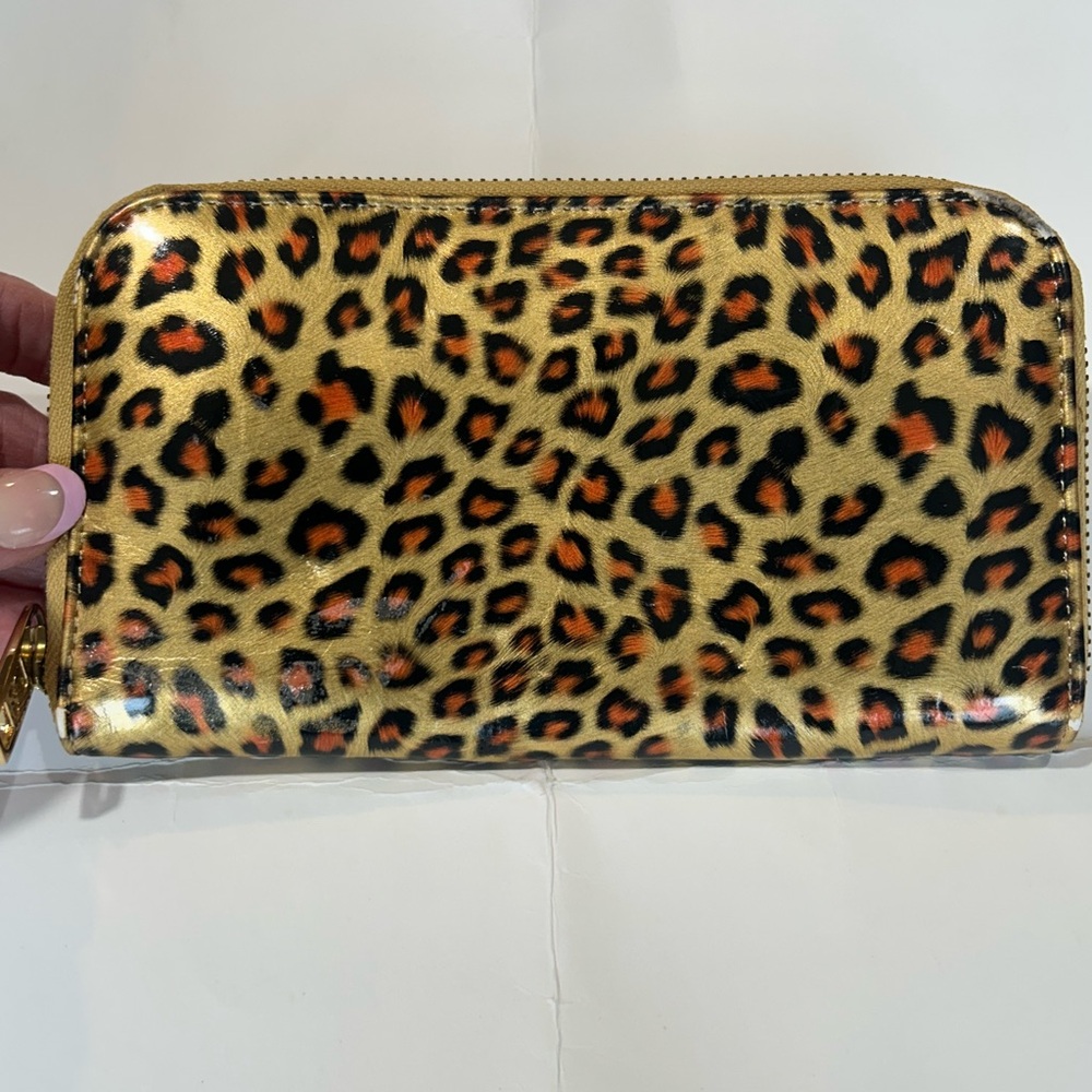 Jacobs by Marc Jacob Leopard/Animal Print Zip Wallet with Gold Hardware